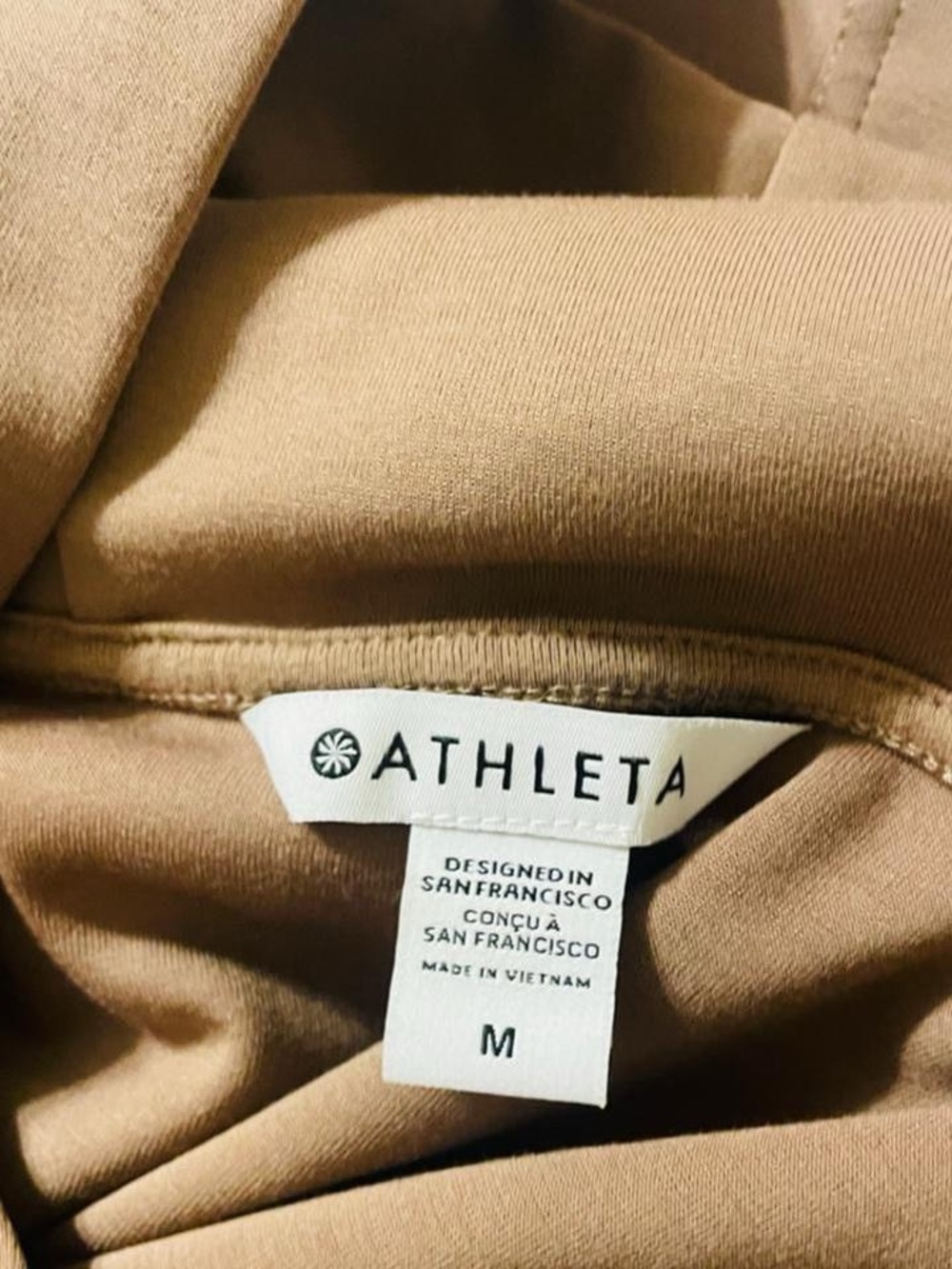 Athleta Gallery Hoodie Tunic Mixed Media Brown Sweatshirt Size M - Picture 5 of 5